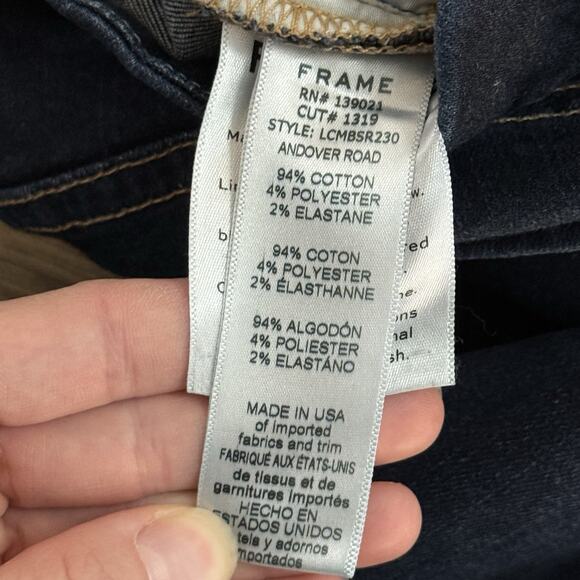 FRAME Le Crop Mini Boot Jeans Women’s 27 Dark Wash Fringe Hem High Rise - Picture 5 of 7